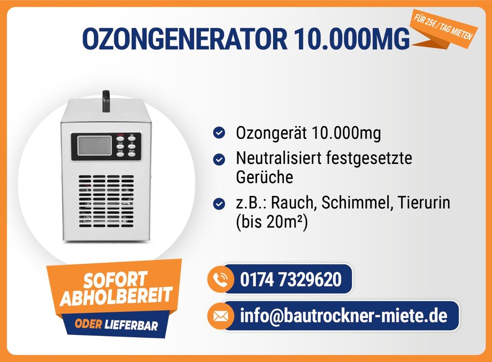 Ozongenerator / Ozongerät mieten / Inkl. Expressversand in Niederkassel