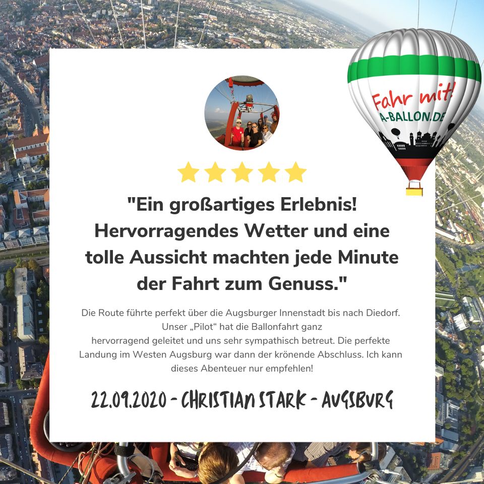 ♥️ Exklusive Ballonfahrt zu zweit ♥️ Romantik pur in Augsburg