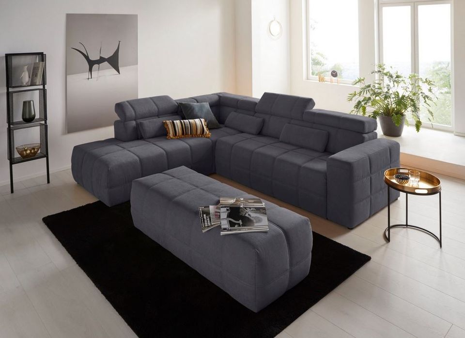 Ecksofa 277x228cm Grau Sitztiefenverstellung Brandon Couch Microf in Köln