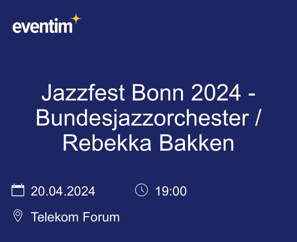 2 Tickets Rebecca Backen heute 19:00 Uhr Jazzfestival Bonn in Köln