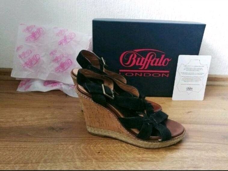 Buffalo kleilabsatz Riemchen Sandale pumps schwarz Leder in Herne