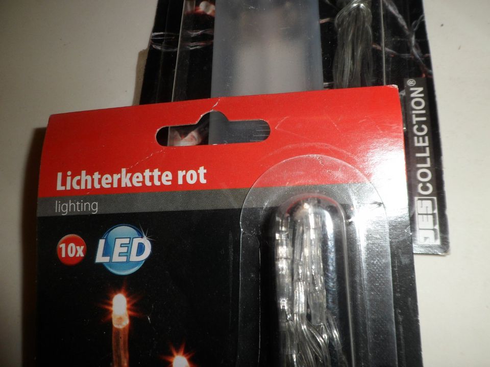 2x LED Beleuchtungskette  rot  10er  Batteriebetrieb  Neu und OVP in Hamm