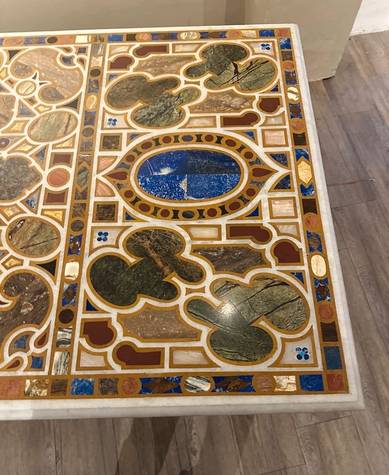 Tisch für Innen und Außen 100x90x90 Handwerk Mosaik Schmucksteine in Enger