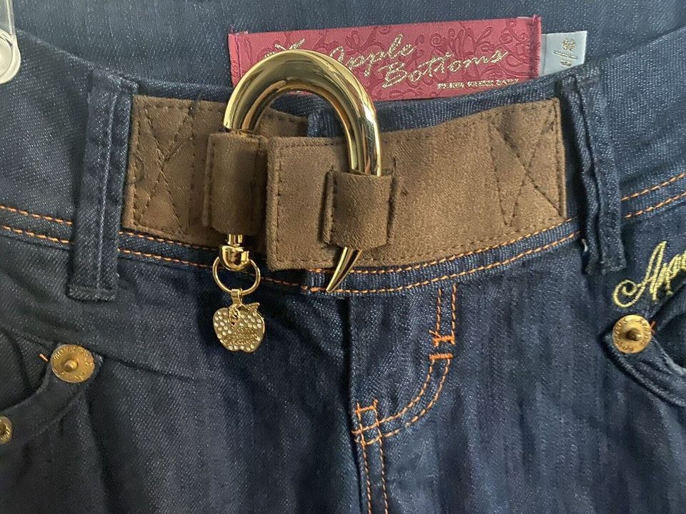 Apple Bottom Jeans Damen Hiphop Marke Dunkelblau mit Strass Stein in Aschaffenburg