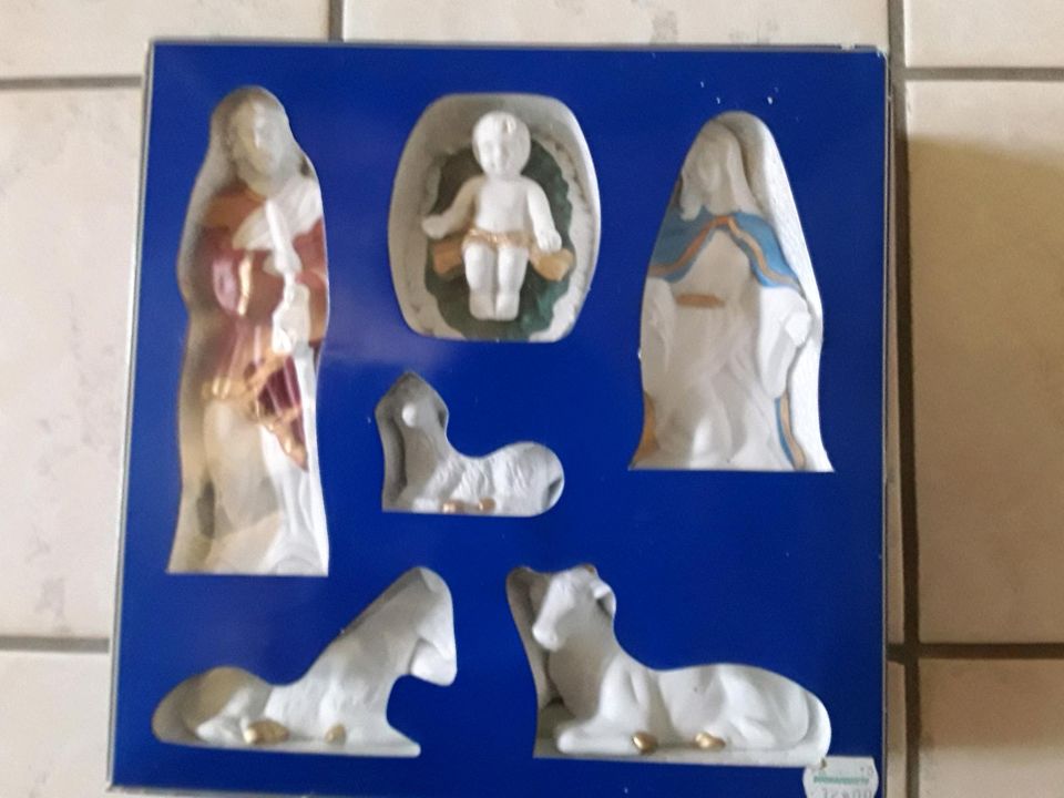 Krippenfiguren, Porzellan aus Italien, 6 Stück, vintage in Großkarolinenfeld