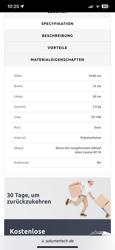 Entwässerungsrinne PolymerBeton und Rost aus Gusseisen in Salzgitter