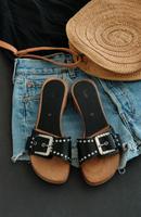 S.OLIVER Clogs Holz schwarz Nieten silber Leder Gr37 cool! Bayern - Mühldorf a.Inn Vorschau