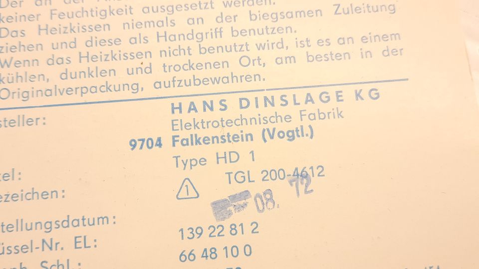 DDR OCTAV HEIZKISSEN ELEKTRISCH OVP RAR OSTALGIE WÄRMKISSEN in Erlau