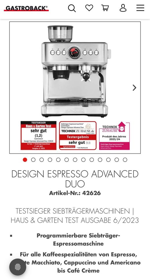 Espressovollautomat DESIGN ESPRESSO ADVANCED Duo in Beucha