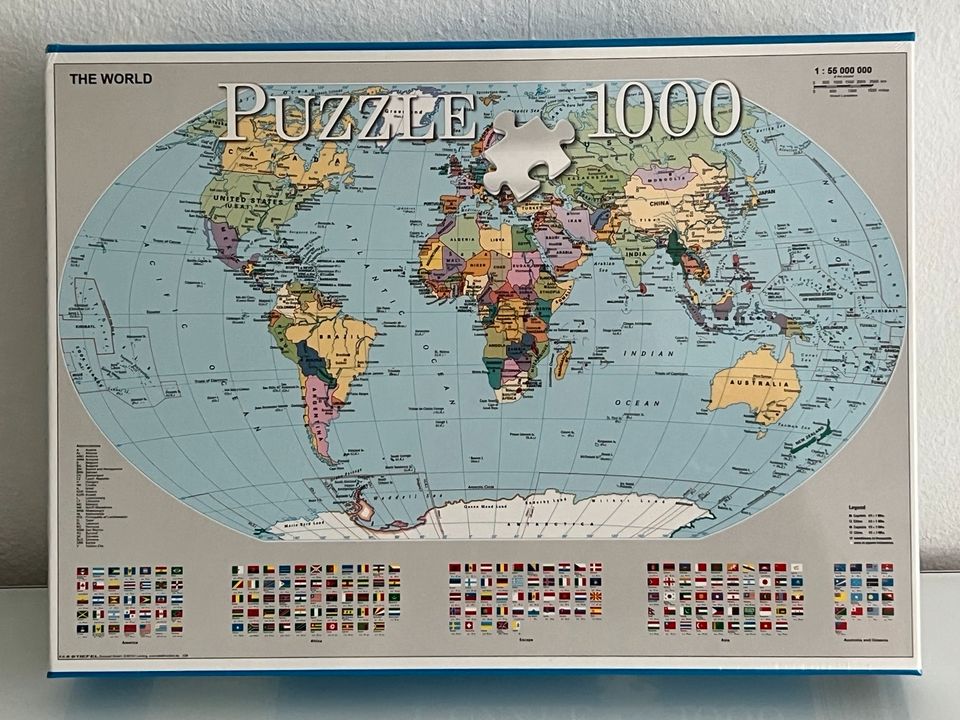 NEU !!! Puzzle, 1000 Teile, Politische Weltkarte mit Flaggen in München