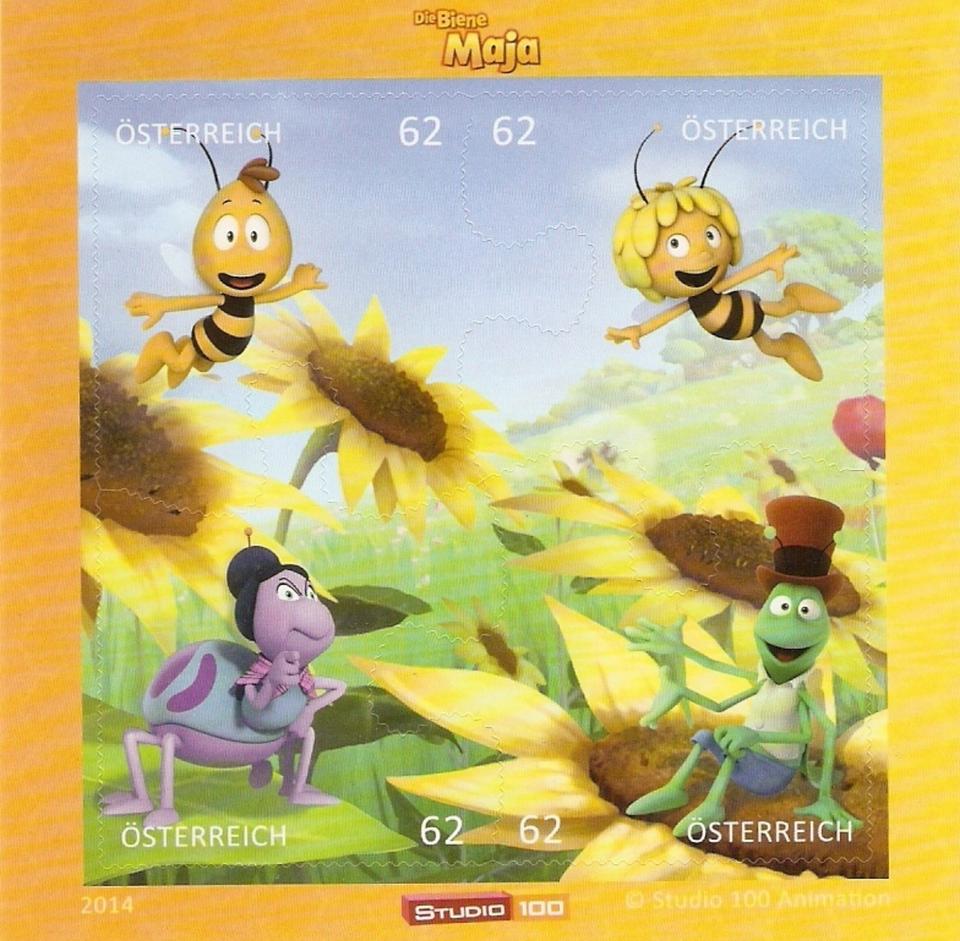 Österreich Block 81 Comics - Biene Maja - Willi Flip Sonnenblumen in Kamen