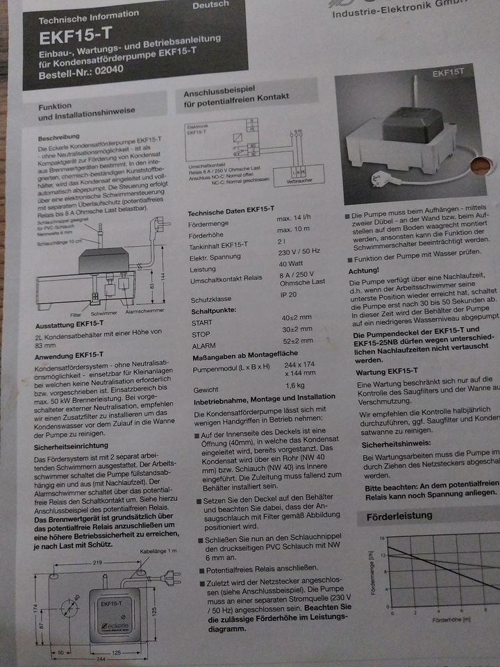 Eekerle Kondensatförderpumpe EKF 15-T in Emlichheim