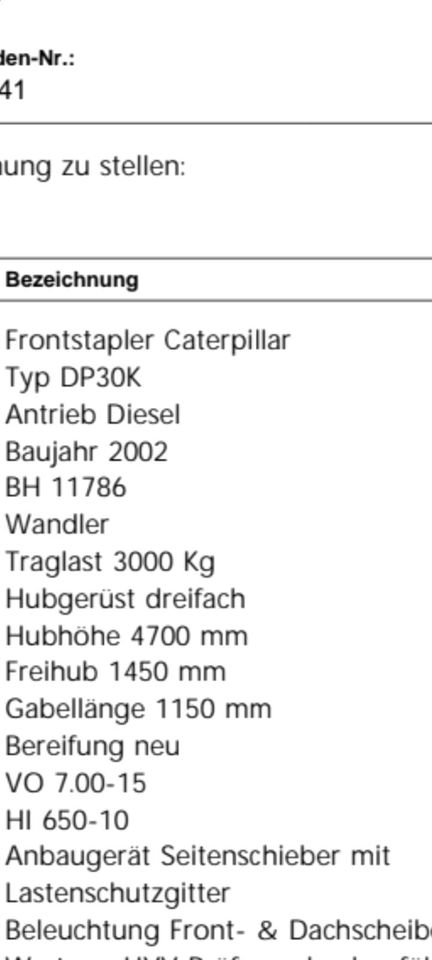 Dieselstapler Caterpillar in Reichertshofen