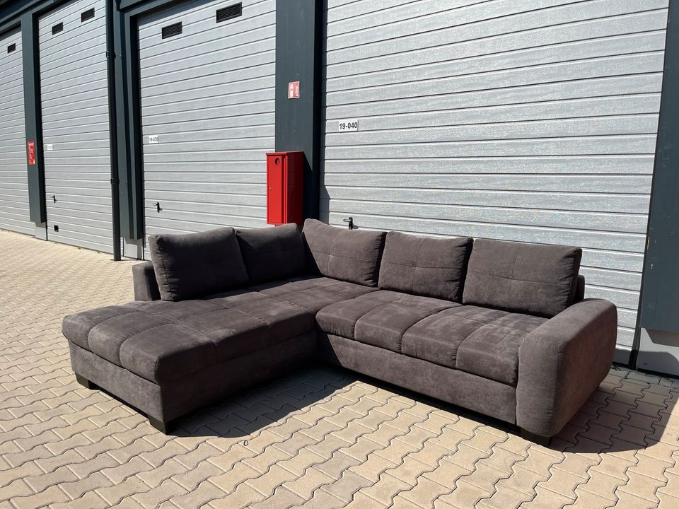 Sofa Couch L-Form Schlaffunktion Bettkasten grau Lieferung in Gotha