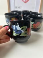 Vintage Retro 6 Tassen schwarz Blumen Berlin - Mitte Vorschau