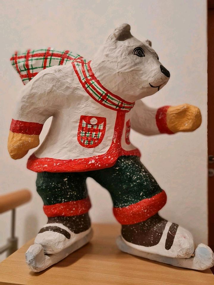 Deko Eisbär 45cm Figur Winter Schlittschuhe mit Eislauf in Langenau