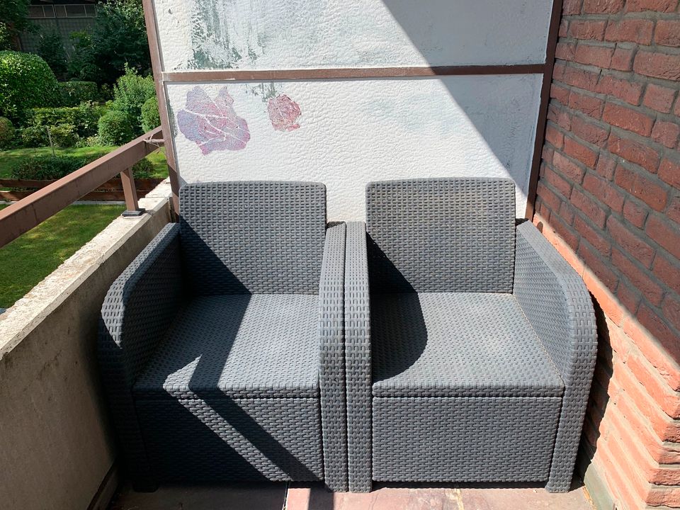 Balkon-/Gartenmöbel Set, Rattanoptik, 2-Sitzer + 2 Stühle + Tisch in Hamburg