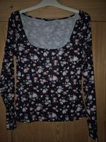 Langarmshirt Longsleeve L floral romantisch Ausschnitt schwarz bu Hessen - Bad Arolsen Vorschau
