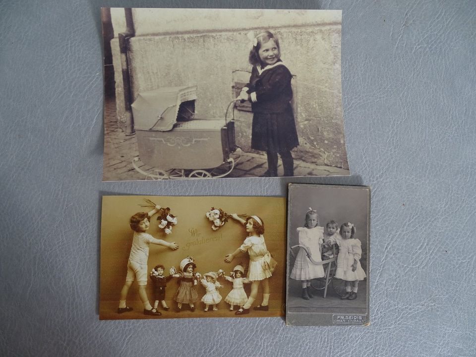 3 Fotos Kind mit Puppen um 1920 Rarität in Büdingen