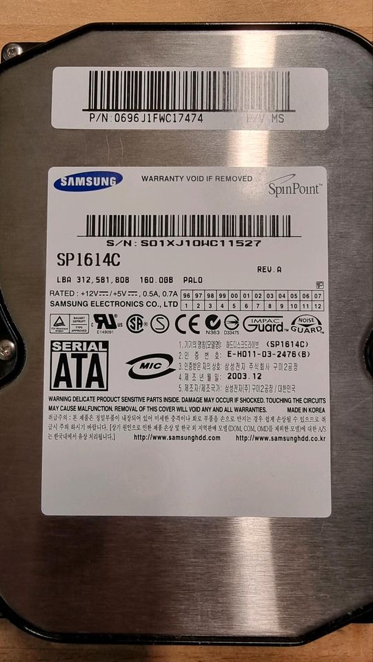 Samsung Festplatte / HDD - 160 GB - Spinpoint SP1614C - SATA in Bonn