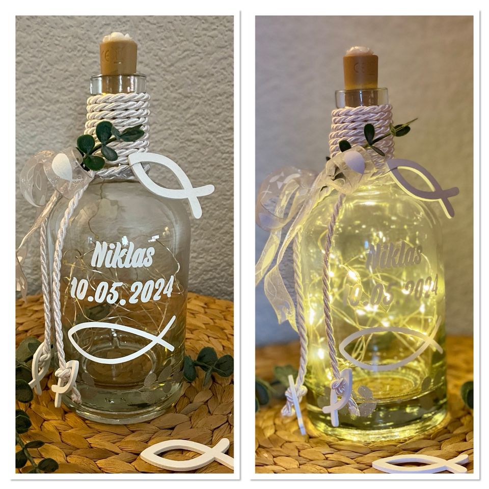 Deko Flaschen mit LED, personalisiert, Konfirmation, Ideeela in Reinbek