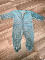 Schlafanzug lang mit Fuß *Gr.68* blau Samt Nicki-Stoff Brandenburg - Hoppegarten Vorschau