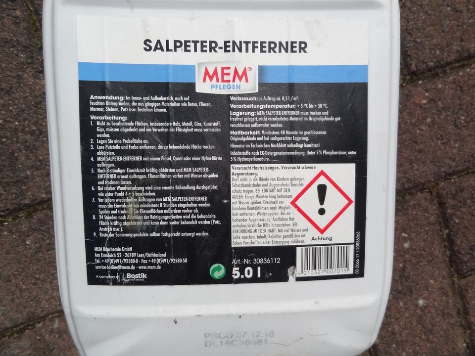 MEM Steinreiniger 5 L, NEU, reicht für 10 qm in Hasselroth