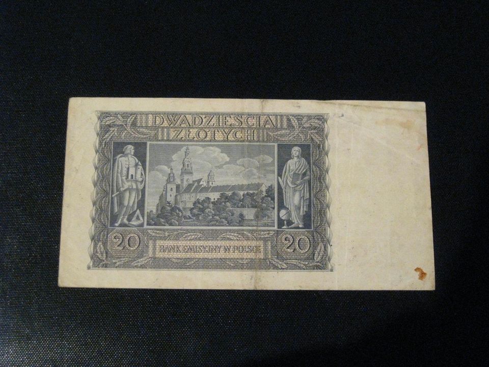 Banknote / Geldschein / Rarität, POLEN, 20 Zlotych, 1940 in Obernzell