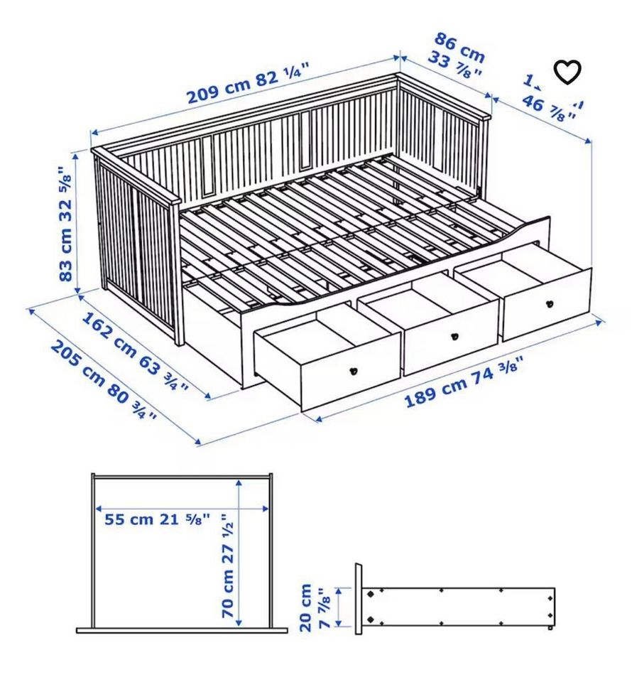 Ikea Hemnes Tagesbett mit 2 Matratzen in Mühlhausen