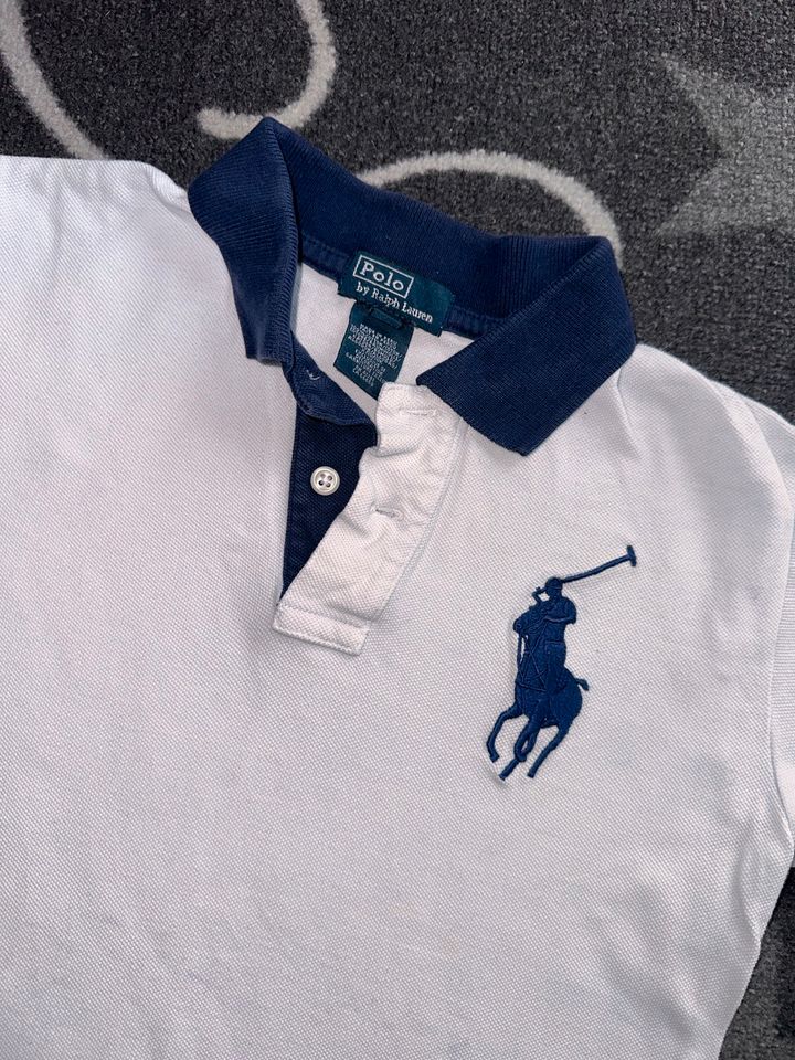 Polo Ralph Lauren Shirt weiß blau Pony in 6 Jahre 122 116 in Kalt