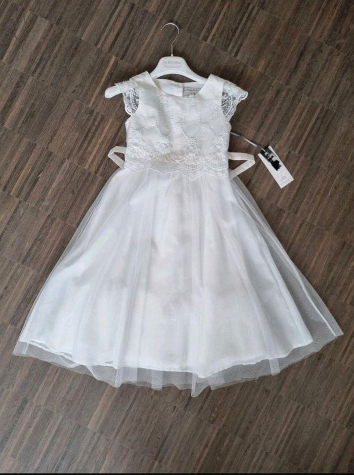 Une Hautre Couture Kind Kommunion Kleid Mädchen Tüll Feier 122 in Neu Ulm