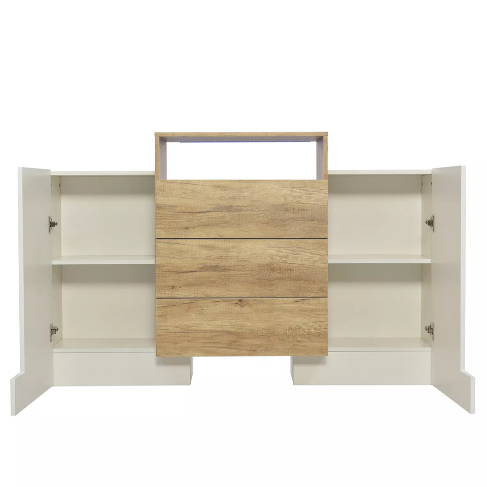 Sideboard Schrank Kommode LED Hochglanz Weiß Beistellschrank in Merenberg