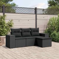 4-tlg. Garten-Sofagarnitur mit Kissen Schwarz Poly Rattan Couch Hessen - Weilburg Vorschau