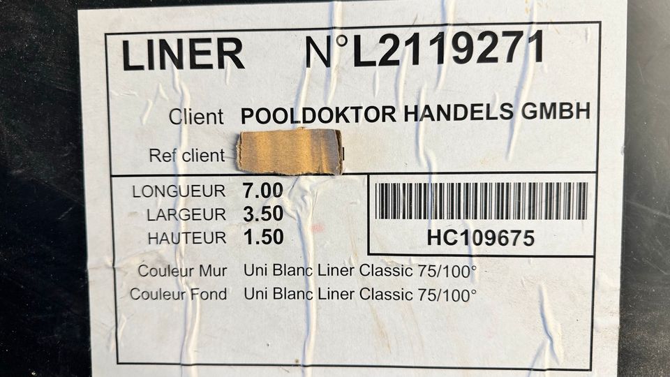 Poolfolie, Innenhülle Pool 7,0x3,5x1,5 von Pooldoktor neu in Herrenberg