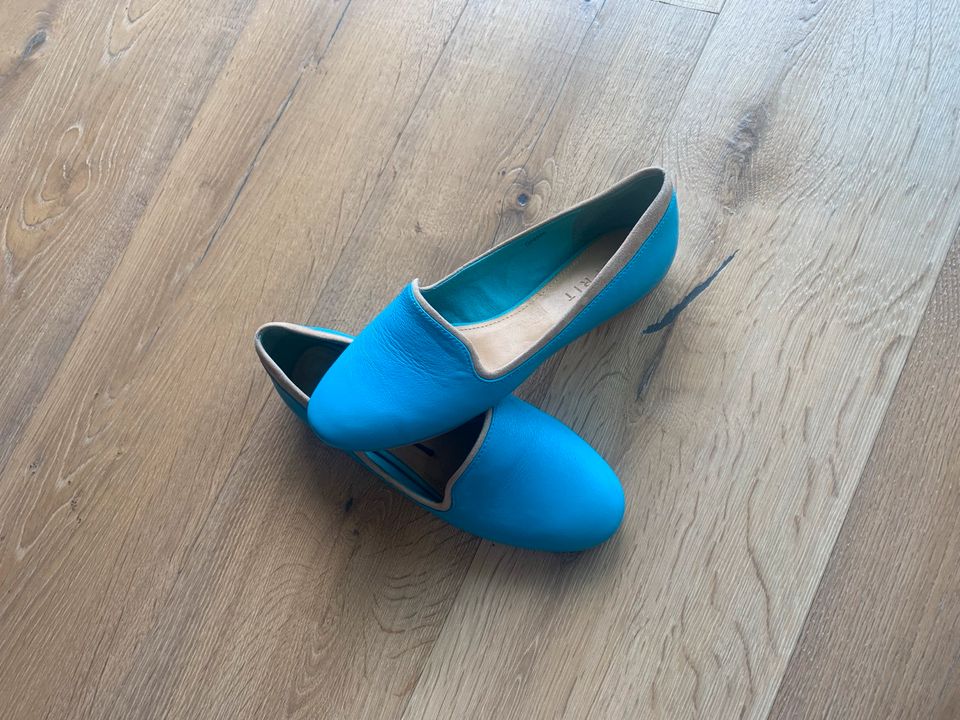 Esprit Ballerinas Gr.38 Blau /Türkis Leder Neuwertig in Moers