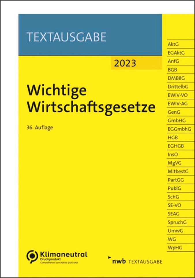 Wichtige Wirtschaftsgesetze 2023 in Halle (Westfalen)