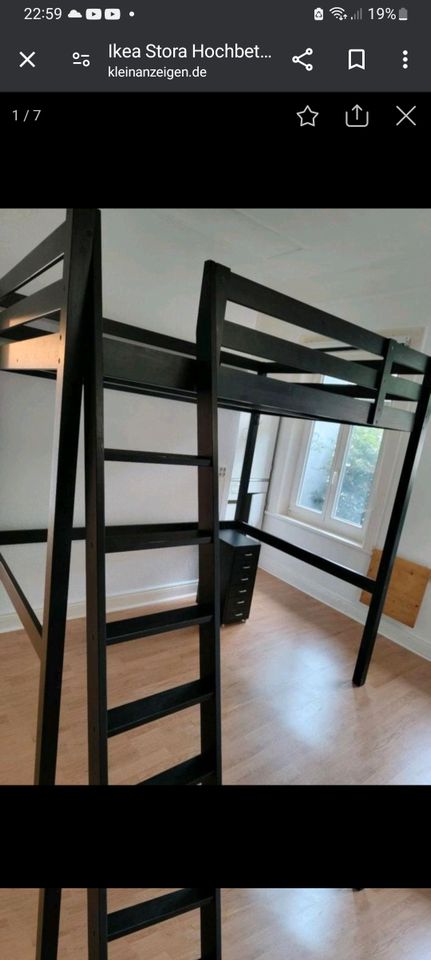 Hochbett Ikea stora 160 x 2 m in schwarz in Berlin