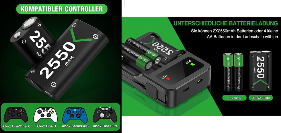 NEU Ladestation+2 Stück Akku-Xbox/Series X/Xbox One Controller in Obertaufkirchen