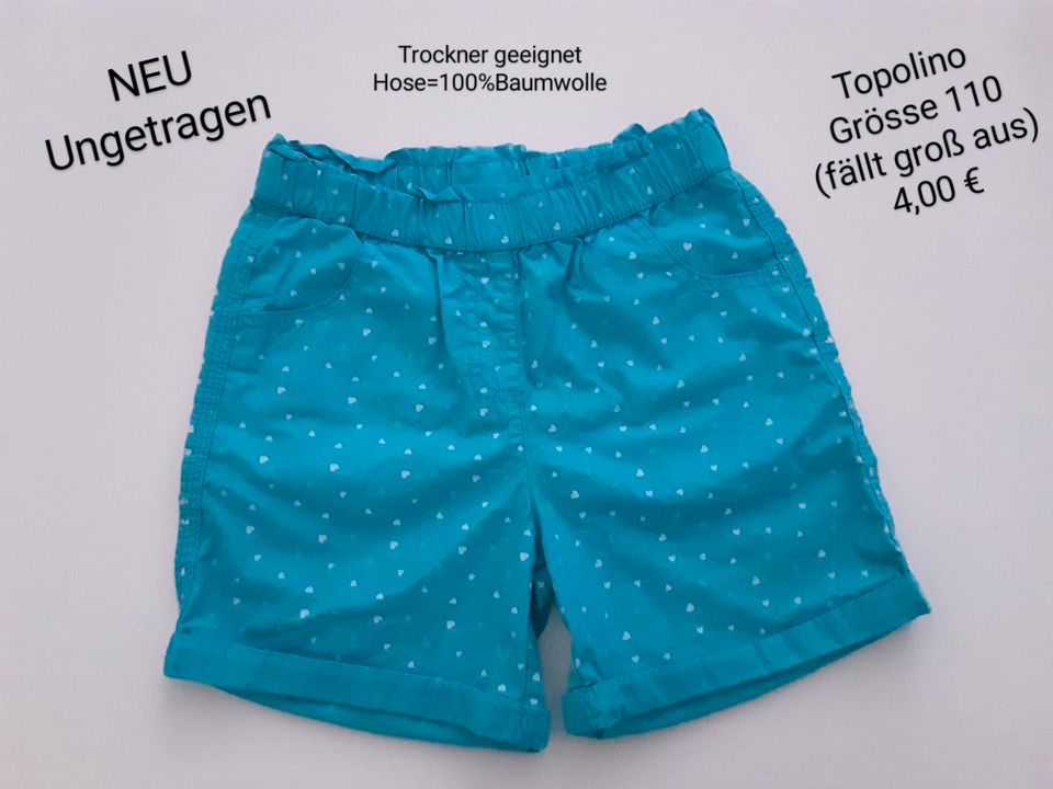 2 Short's, kurze Hosen,  Topolino, H&M Jerse, Grösse 110-116 in Griesheim