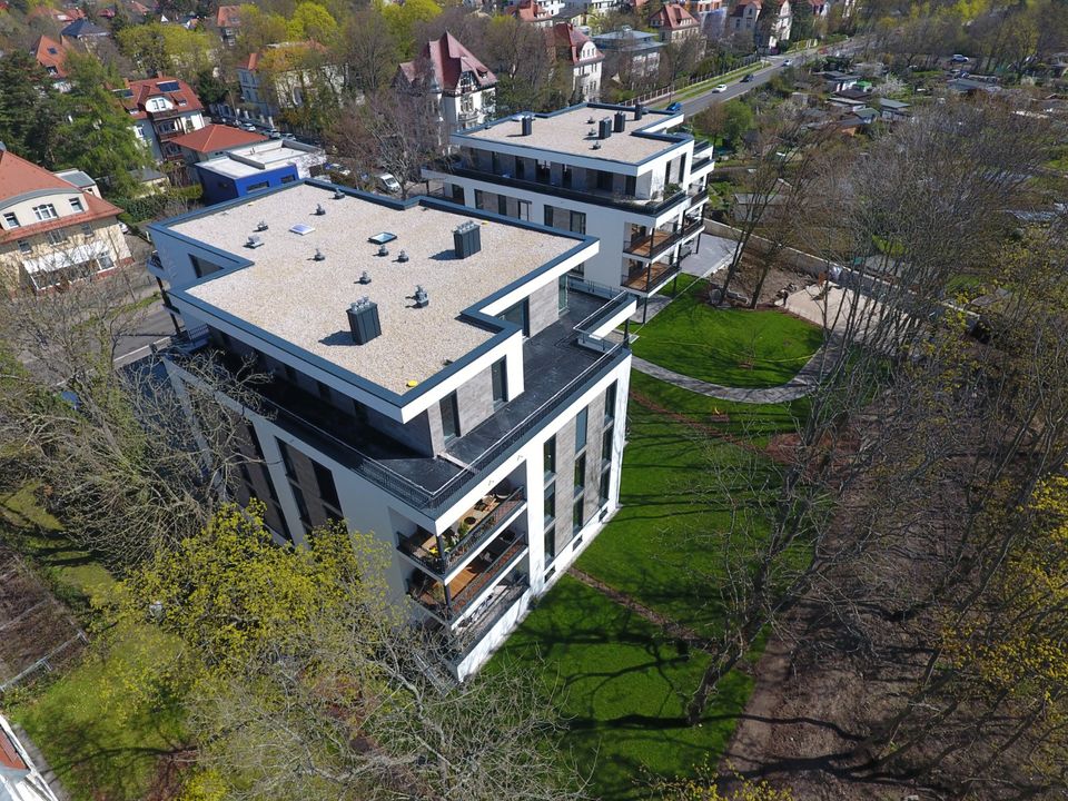 NEUBAU EIGENTUMSWOHNUNG in BESTLAGE von LEIPZIG | PENTHOUSE oder GARTENWOHNUNG / 2 x XXL TERRASSEN / 2 x BÄDER + GÄSTE-WC / 70m² Wohnen mit KAMINANSCHLUSS / 7.000m² eingezäuntes GRUNDSTÜCK / GARAGE in Leipzig