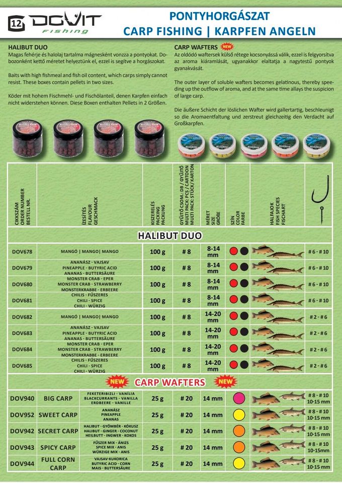 DOVIT gebohrte HEILBUTT DUO Karpfen Pellets 8-14mm & 14-20mm in Karlshuld