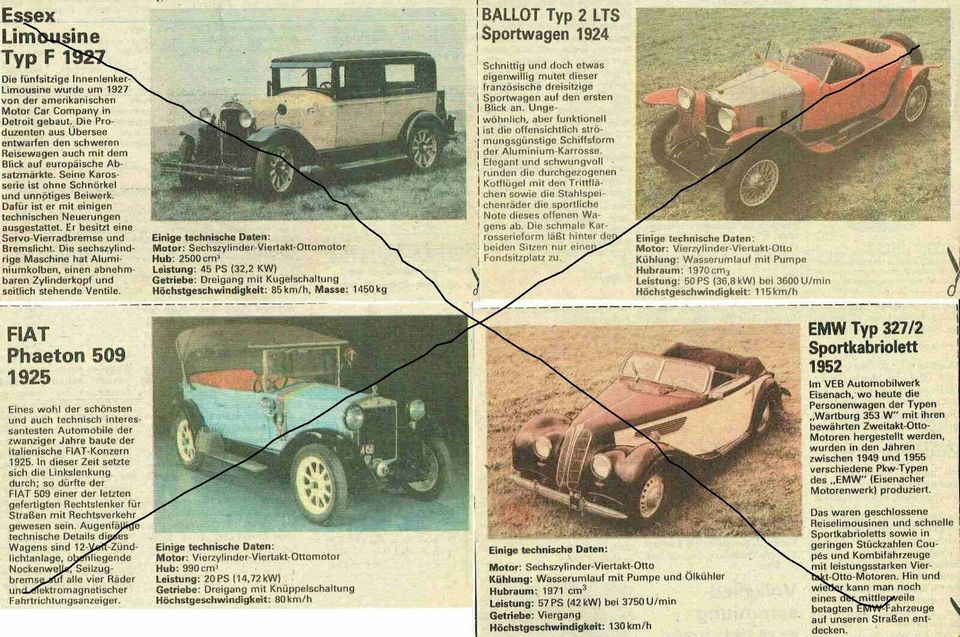 Sammlung v. Zeitungsauschnitten üb. Oldtimerautos und -motorräder in Oelsnitz / Vogtland