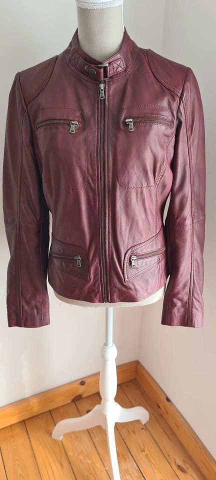 Lederjacke Bikerjacke von Caminari Gr. 38 bordeaux 1x getragen! in Norderstedt