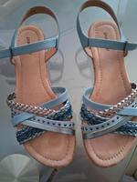 blau/silberne Sandalen/Sandaletten Größe 39 Nordrhein-Westfalen - Langenfeld Vorschau