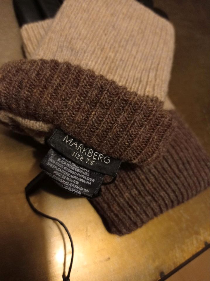 Neue Markberg Handschuhe Leder Stulpen 7,5 schwarz braun beige in Berlin