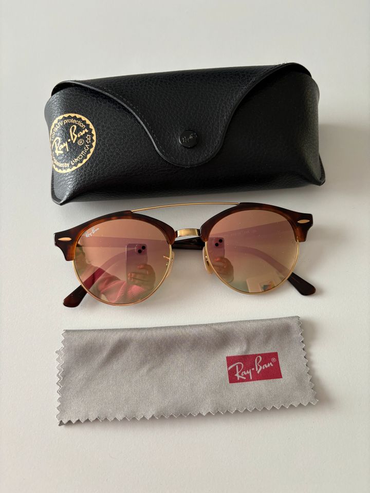 Orig. Ray Ban Clubround Double Bridge, Sonnenbrille, braun, rosa in Gelsenkirchen