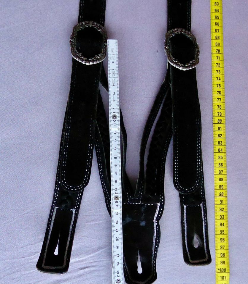 Hosenträger schwarz wildleder 89cm auf 113cm verlängerbar in Erding