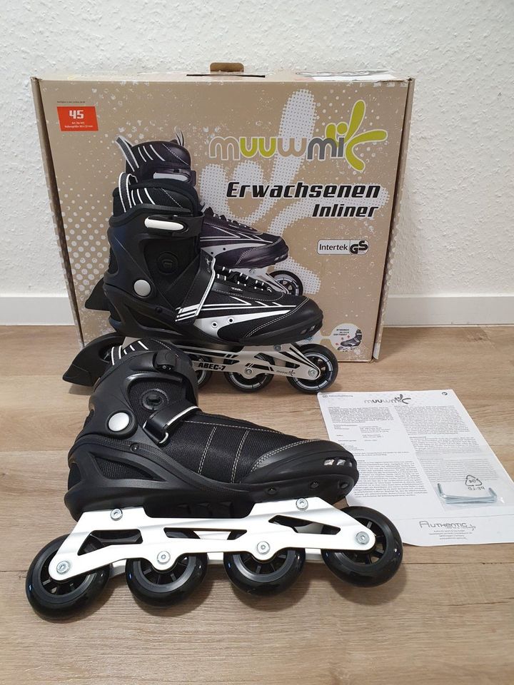 muuwmi Inline Skates Inliner Verstellbar Gr.44,45,46 Herren Damen in Wolsdorf