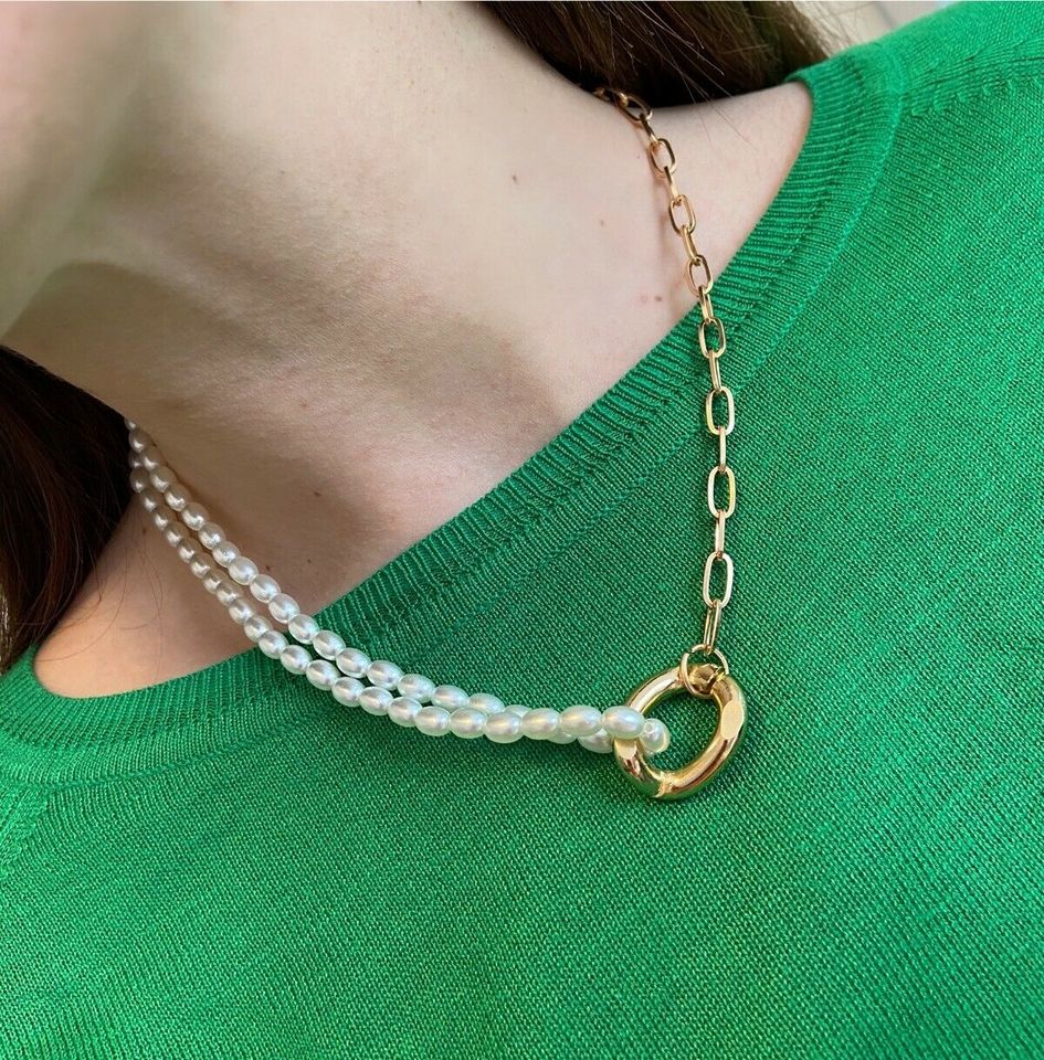 Moderne asymmetrische Perlenkette Halbperle und halbe Kette in Berlin -  Wilmersdorf | eBay Kleinanzeigen ist jetzt Kleinanzeigen