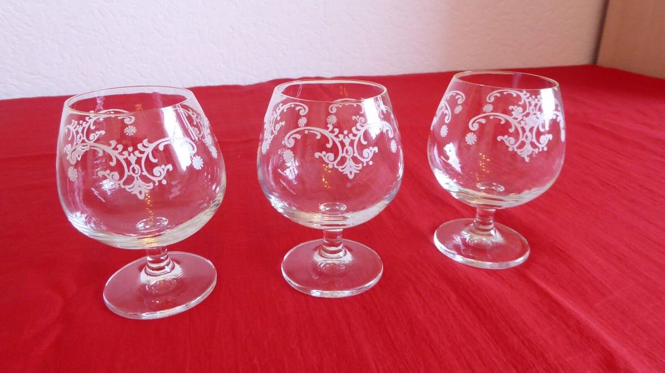 Glas Antik 3 St Whisky-Schwenker Emaille-Dekor zarte Whisky-Gläse in Flintbek